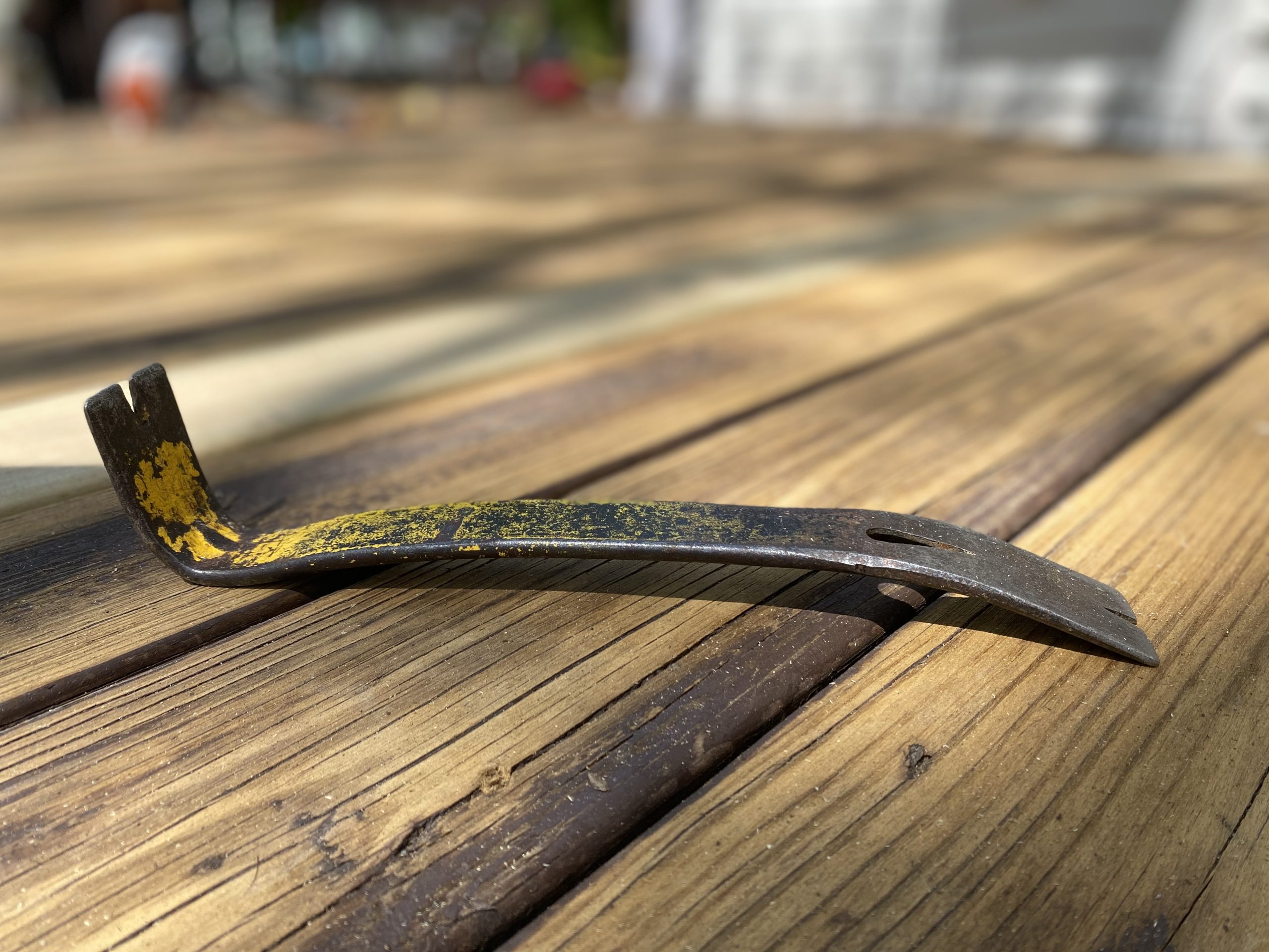 decking tools on the wooden deck