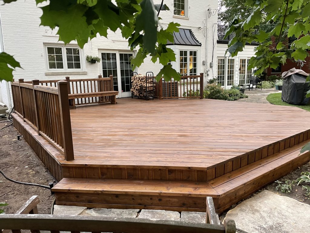 freshly repaired and stained deck