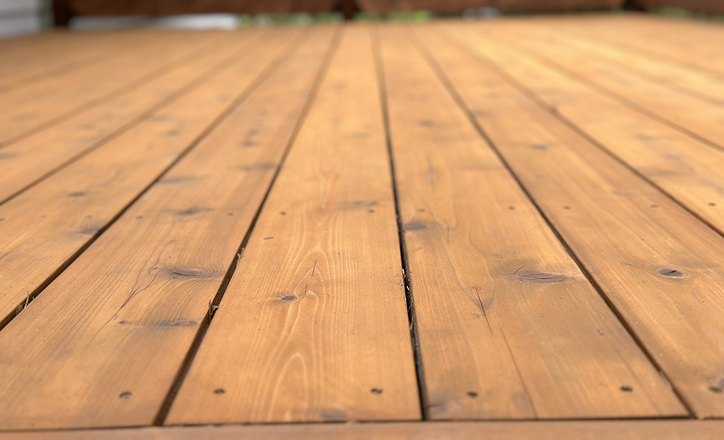 decking boards freshly stained 