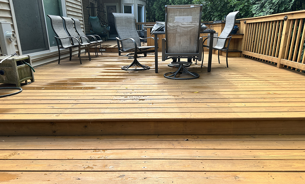 furniture on freshly stained deck