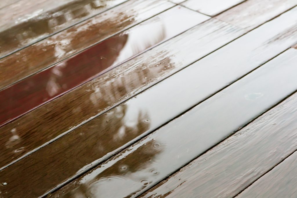 wet wood deck
